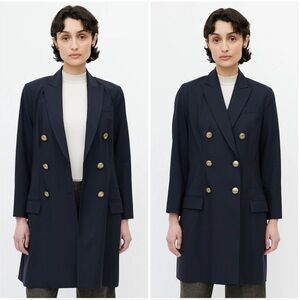 Brunello Cucinelli double breasted Navy blue coat jacket Blazer 38